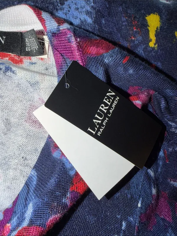NWT $145 Lauren Ralph Lauren Women's Belting-Print Cotton-Blend Sweater XL - Image 5