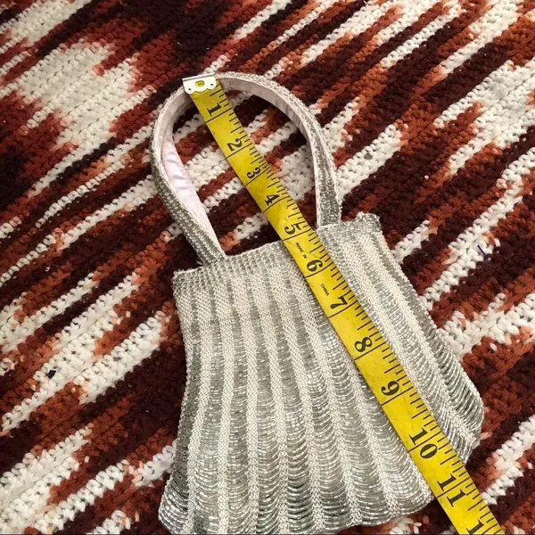 1 Madison Vintage 90s Fairy Glam Coquette Sequin Beaded Mini Clutch Hand Bag Purse Strap #magical #whimsy #cottagecore Measurement in pics - Image 4