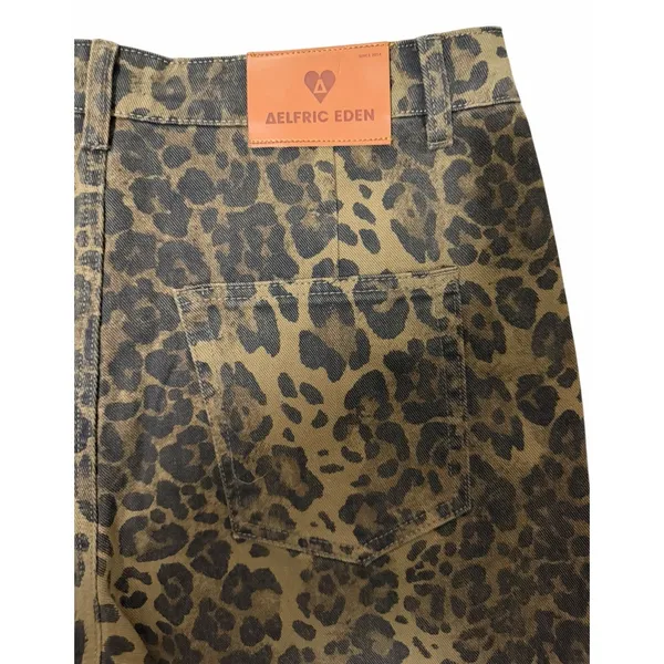 AELFRIC EDEN Jeans Denim Leopard Print Brown‎ Camo Baggy Wide Leg Unisex Size 34 - Image 11