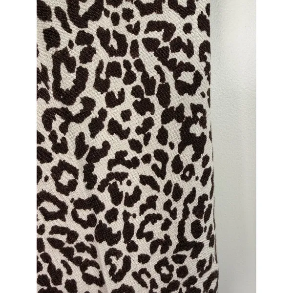J.Crew Cafe Capri Pants Womens 10 Brown Leopard Print 100% Linen Tapered Cuffed‎ - Image 6