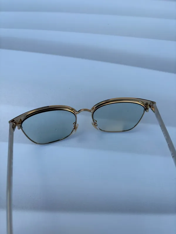 Gucci GG0244S-004 Clubmaster gold and light blue sunglasses - Image 14
