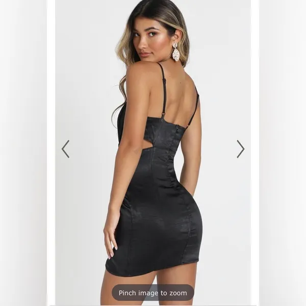 Showpo. Talking Pretty Mini Dress Dize‎ 4 in Black - Image 3