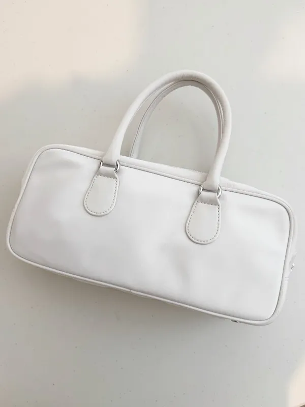 Wilfred Aritzia Lina Bag Ivory Matte Pearl Satin Bowler Zip Handbag 90s Coquette - Image 2