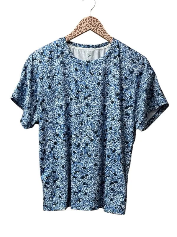 Tuckernuck Tnuck Sport Short Sleeve Floral Top Shirt Round Neck Blue Medium - Image 2