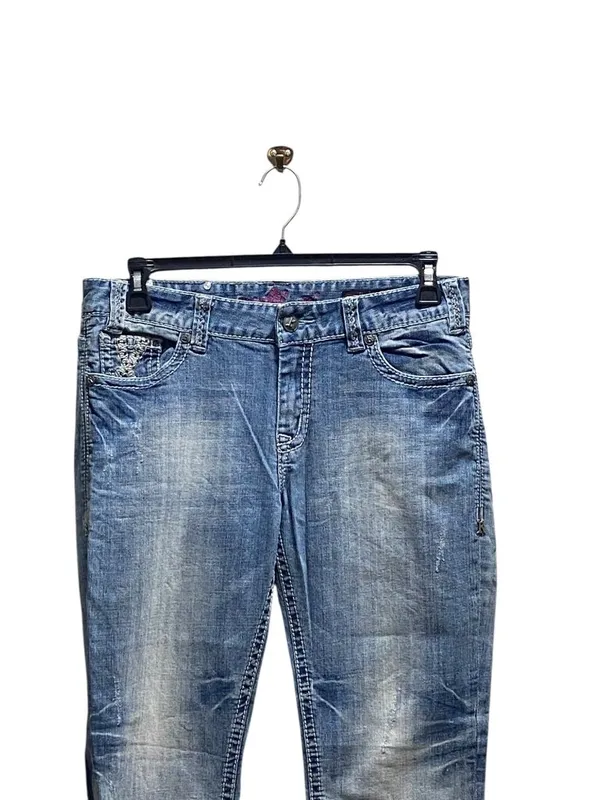 Rock & Roll Cowgirl Y2K Boyfriend Fit Cropped Jeans Blue Size 28 Summer Coastal - Image 8