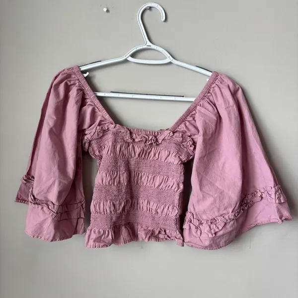 free people pink smocked top size XS - Image 4