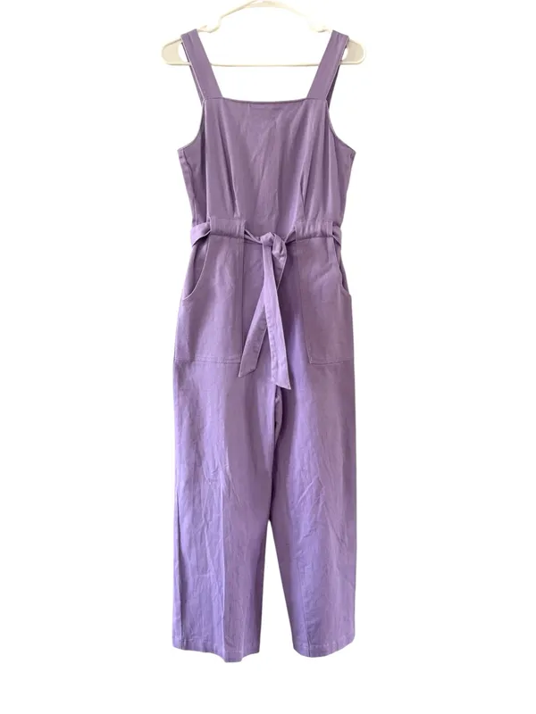 Copper Key Lilac Wide-Leg Crop Jumpsuit with Tie Waist - Image 6