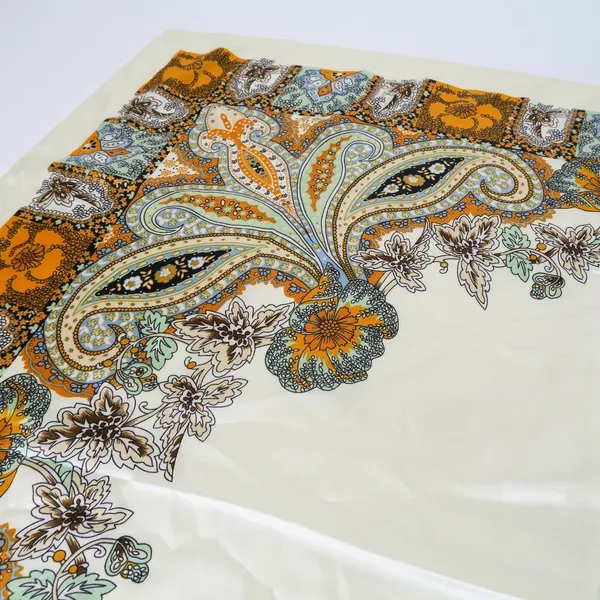Cream Paisley Floral Scarf Wraps Gold - Image 3
