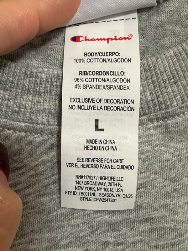 NEW Champion USA Gold Medal Cropped Tee — Size L — Oxford Grey - Image 7