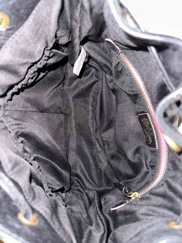 Black Leather Drawstring Crossbody Shoulder Bag Satchel Small Purse - Image 6