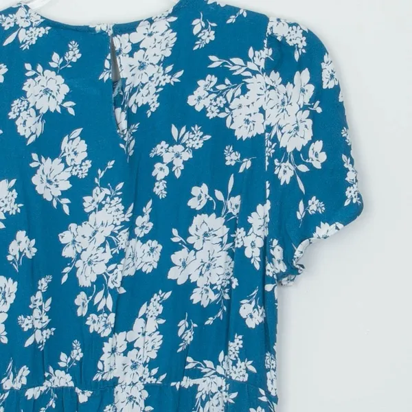 NWT Old Navy Floral Mini Dress Size S Teal Blue Short Sleeve‎ Rayon Pockets - Image 9