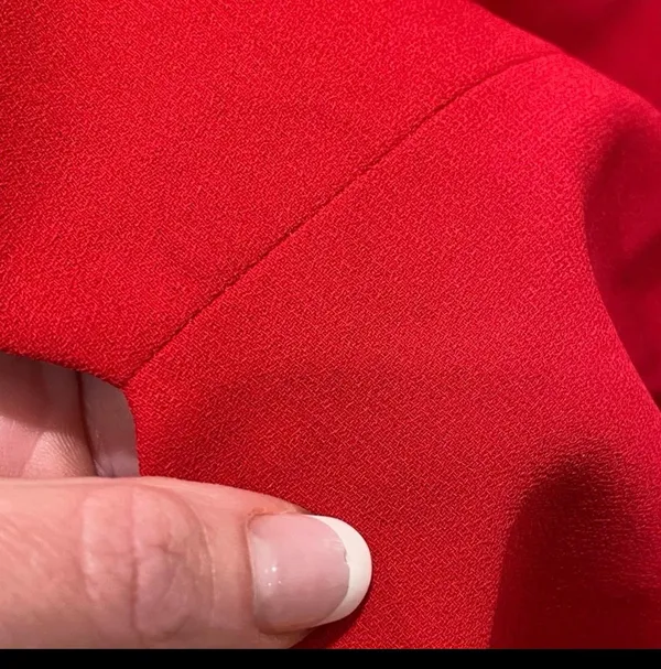 Vintage 90s Laundry Red Mini Scallop Sheath Shift Dress Scalloped 10 Party - Image 6