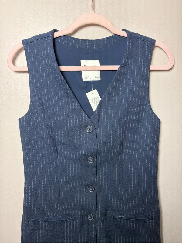 Abercrombie & Fitch Pinstripe Midi Sleeveless Dress NWT Small - Image 2