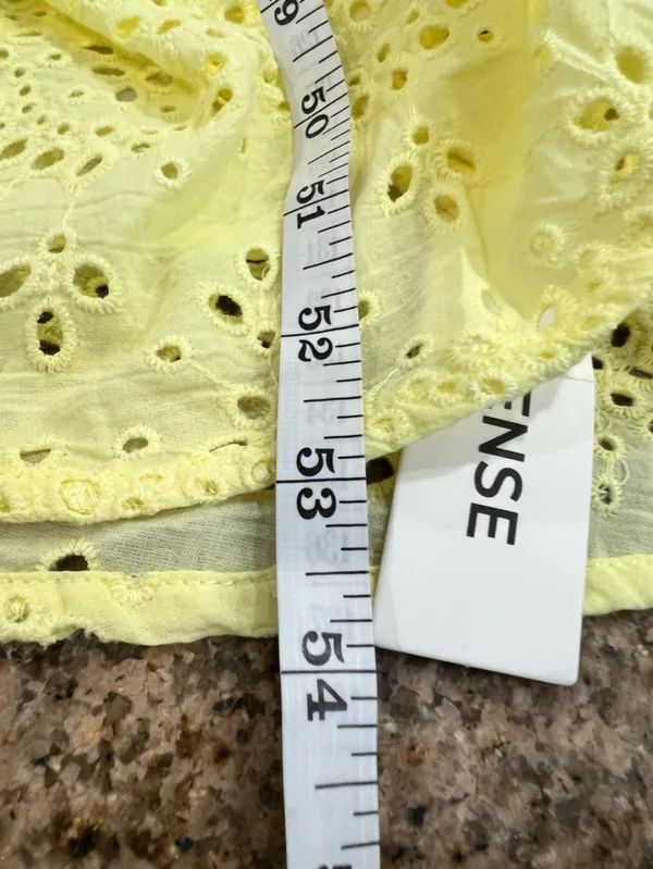 Commense Cotton Yellow Eyelet Midi Dress Scalloped V-Neck Sleeveless NWT Large - Image 8