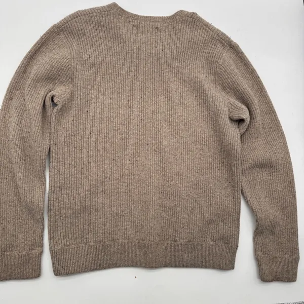 Y2K‎ Gap V Neck Ribbed Knit Sweater Tan Long Sleeve Casual Basic Swan Large - Image 4