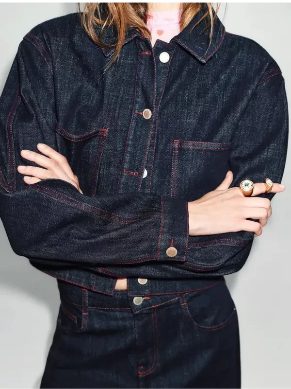 Zara shoulder pad denim jacket. XS - Image 4