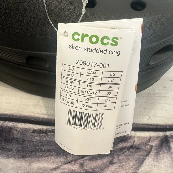 NEW! CROCS SIREN STUDDED CLOGS Black W/ Silver Studs‎ SOLD OUT Men 12 Women 14 - Image 7