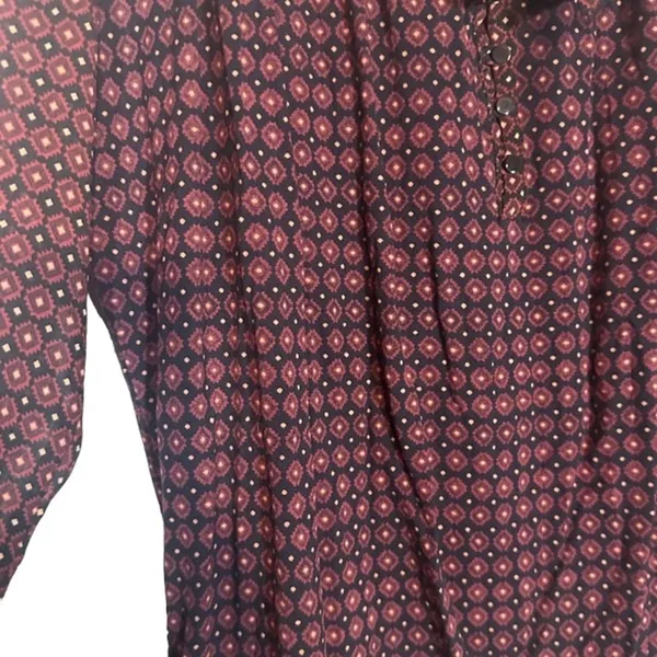 Ann Taylor LOFT Black & Brown Paisley V-Neck Long Sleeve Blouse Women Sz M - Image 4