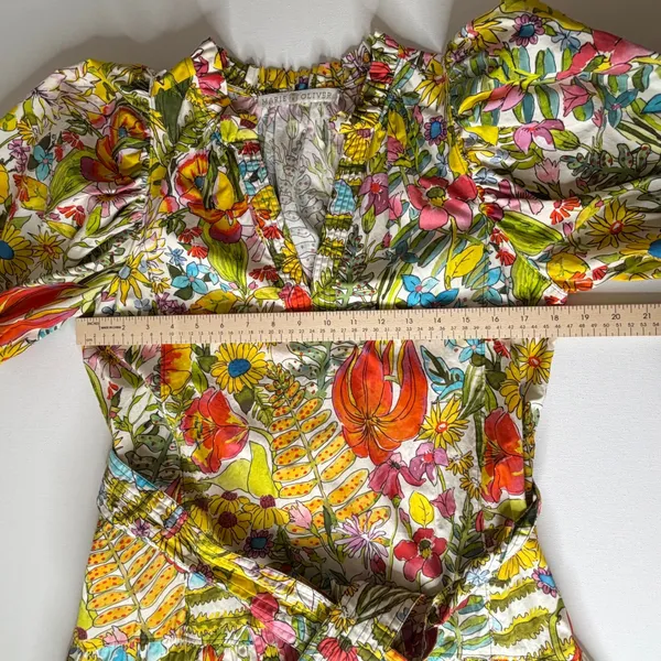 Marie Oliver Clara Floral Palm Mini‎ Dress Sz XS Multi Puff Sleeve Tiered Resort - Image 11