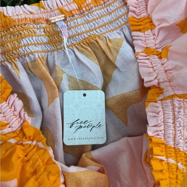 Free People Mila Floral Printed Mini Dress in Tangerine Combo – Size XS NWT - Image 3