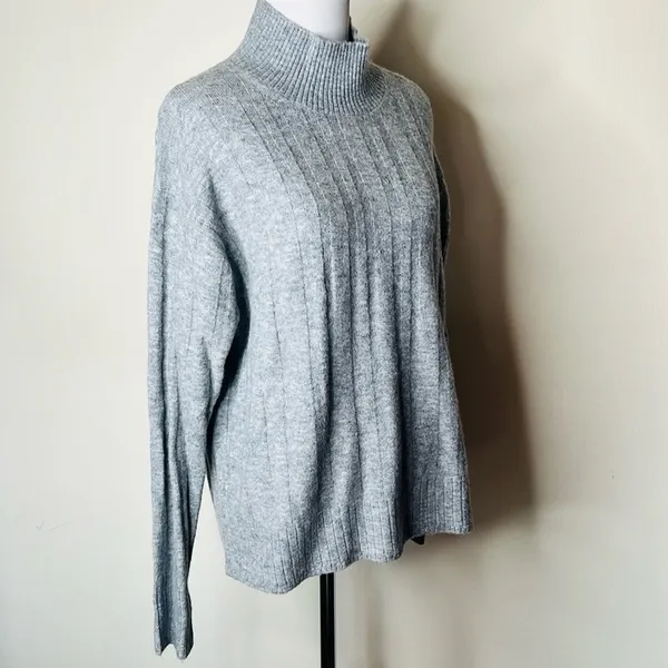 J. Crew Gray Wool Blend Relaxed Fit Mock Neck Sweater - Image 3