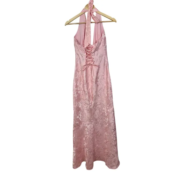 NWT Babyboo Josephine Blush Pink Formal Gown A-Line Halter Maxi Dress Size M - Image 13
