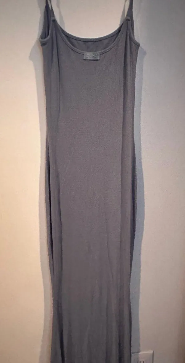 SKIMS Blue Soft Lounge Ribbed Stretch Jersey Maxi Dress - Image 3