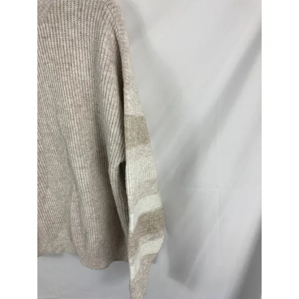 Nine West Mock Neck Stripe Sleeve Knit Sweater Size Large - Image 2