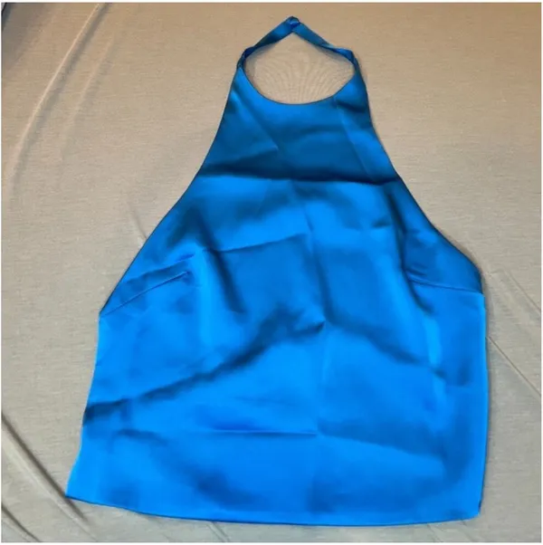Peppermayo Bree Satin Halterneck Top in Cobalt - Image 3