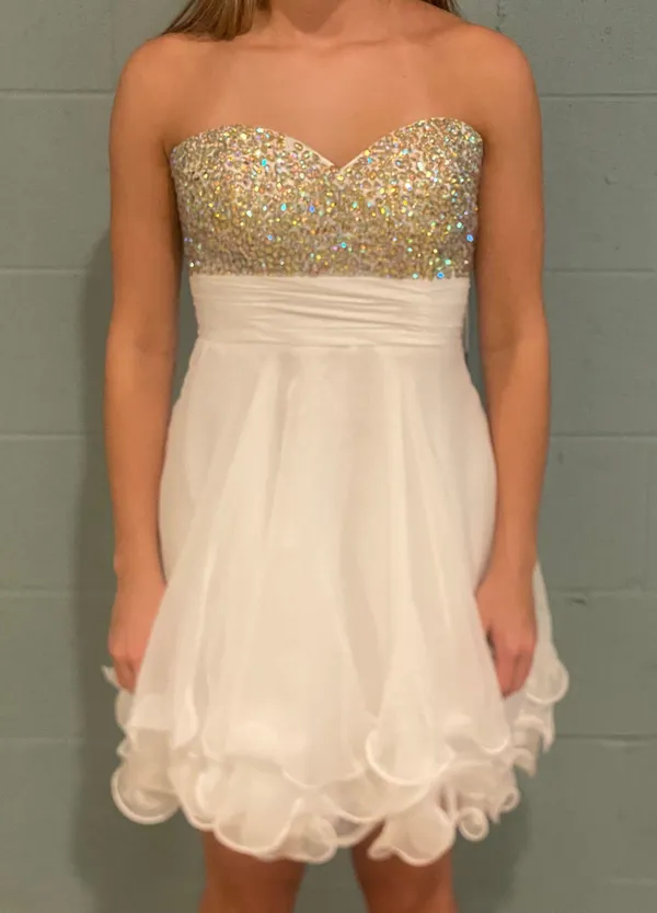 A-Line ruffle short Junior Prom Dress by La Femme - Image 2