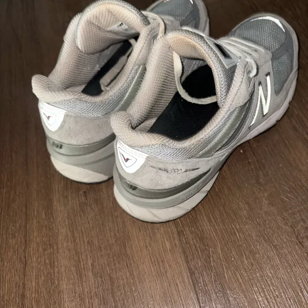 New Balance Gray and White Mesh Suede Sneakers - Image 6