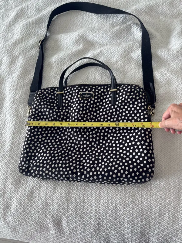 Kate Spade Spot Nylon Calista Laptop Bag, style WKRU1612, black/cream polka dot - Image 12