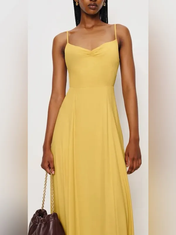 NEW Reformation Thistle Dress buttercup butter yellow size 4 - Image 2