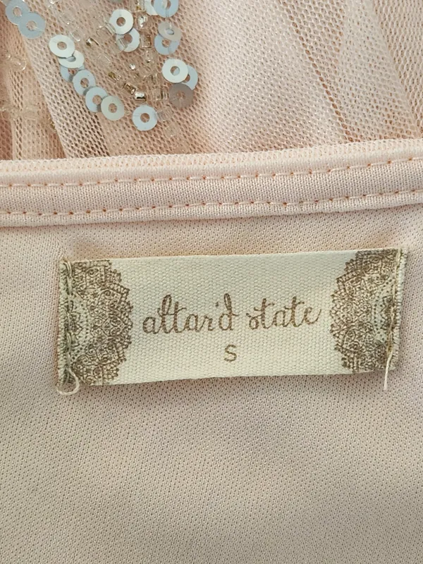 Altar'd State Pink Sequin Beaded Long Cocktail Dress Size Small - Image 9
