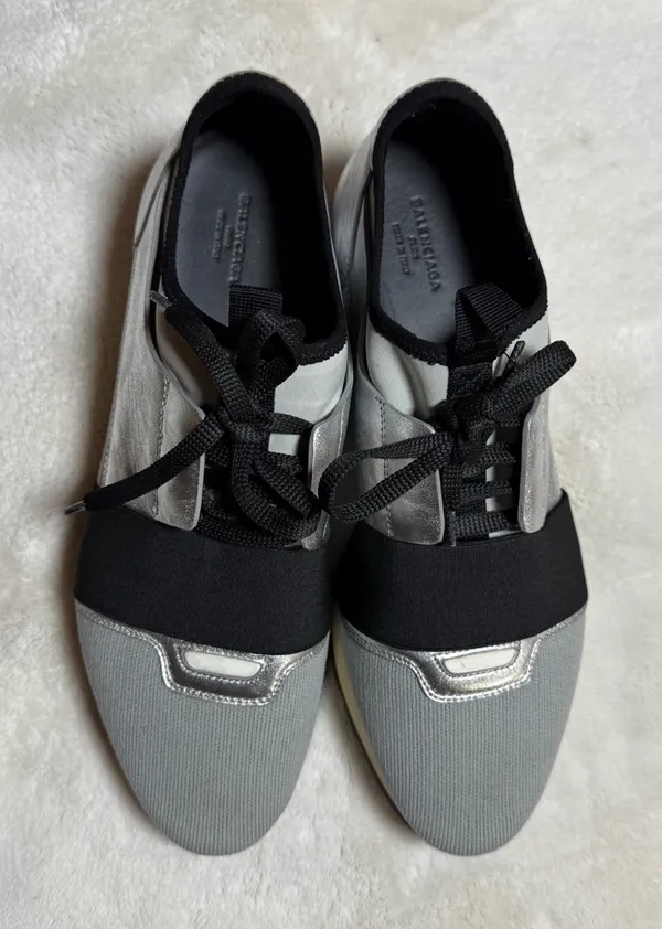 Balenciaga Race Runner Women's Black and Gray Sneakers Sz:40 =9 - Image 2