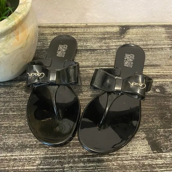 Coach Black Jelly Thong Flip Flop Sandal Summer Beach Pool Shoes 7 - Image 3