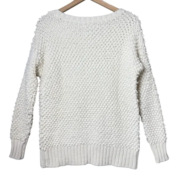 American Eagle Outfitters Ivory White Popcorn Knit Sweater Wool Alpaca Blend M - Image 2