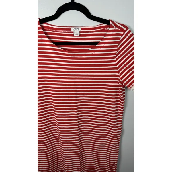J. Crew Small Dress Womens 100% Cotton‎ Striped Red White Lace Short Sleeve - Image 10