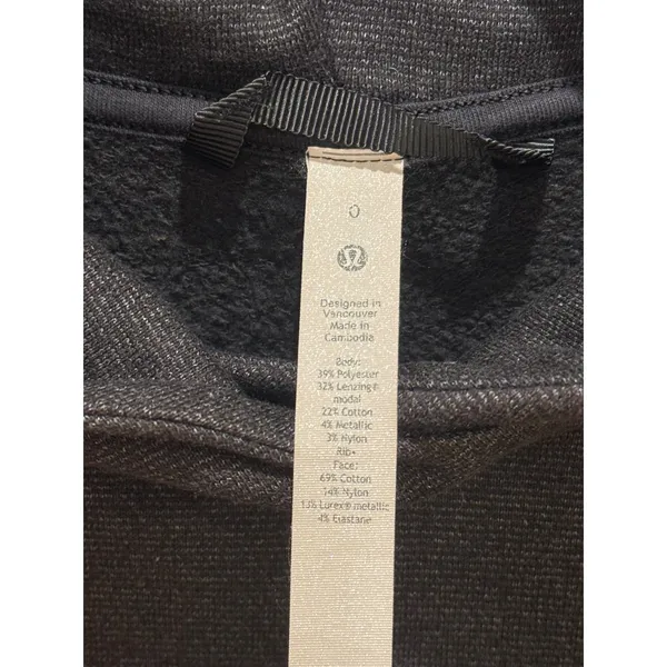 Lululemon Scuba Pullover Hoodie Womens 0 Black Silver Metallic Cropped LW3GE3S - Image 3