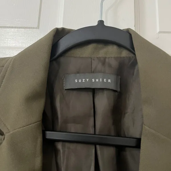 Suzy Shier Olive Green Military Double Breasted Blazer Jacket S Band Dark Academia Office - Image 3