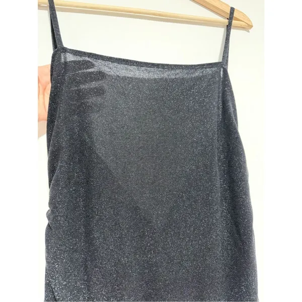 Reformation Breslin Midi Dress Black Sparkle Metallic Night Sky Size Large - Image 10