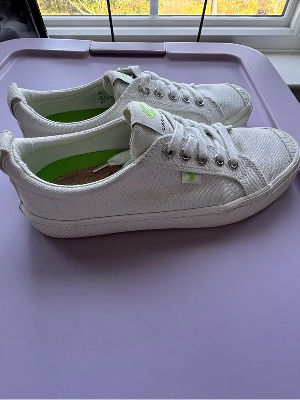 Cariuma‎ OCA Low White Canvas Sneakers Women's 6.5 Sustainable Shoes - Image 5