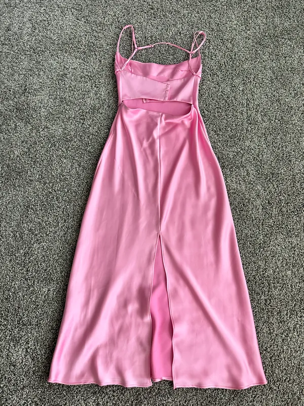 Zara Pink Satin Effect Cut Out Dress - Image 4