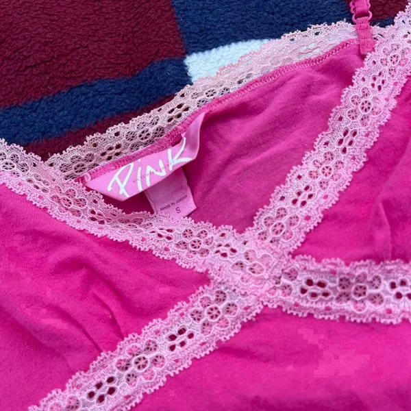 Victoria’s Secret Pink Lace Trim Cami Tank Top Vintage Y2K coquette fairy S - Image 3