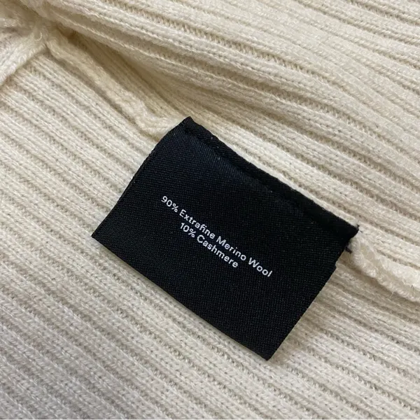 Summersalt The Luxe Cashmere Wool Funnel Neck Ribbed Knit Sweater White Sand - Image 6