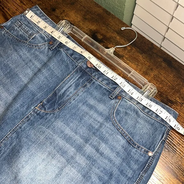 1822 Denim NEW Denim Blue Jean Skirt NWT Frayed Hem Mini Short - Image 8
