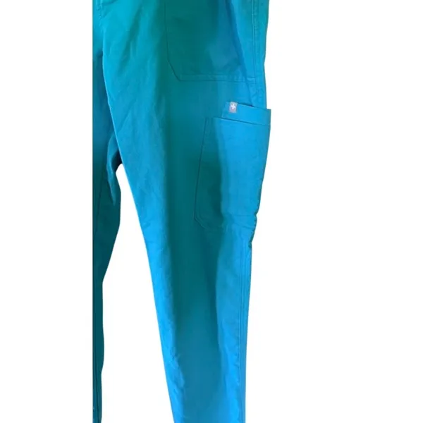 FIGS Technical Collection Scrub Pants Large Teal Blue Cargo Stretch Medical - Image 3