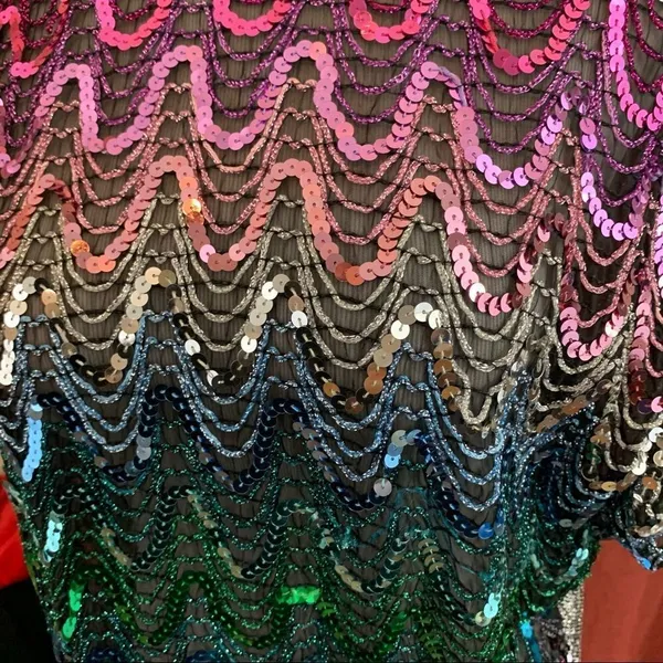 Vintage J.J Rich mesh sequin dolman sleeve top - Image 4