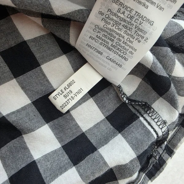 J.Crew Womens Black White‎ Gingham Tie Front Short Sleeve Button Up Shirt Small - Image 7