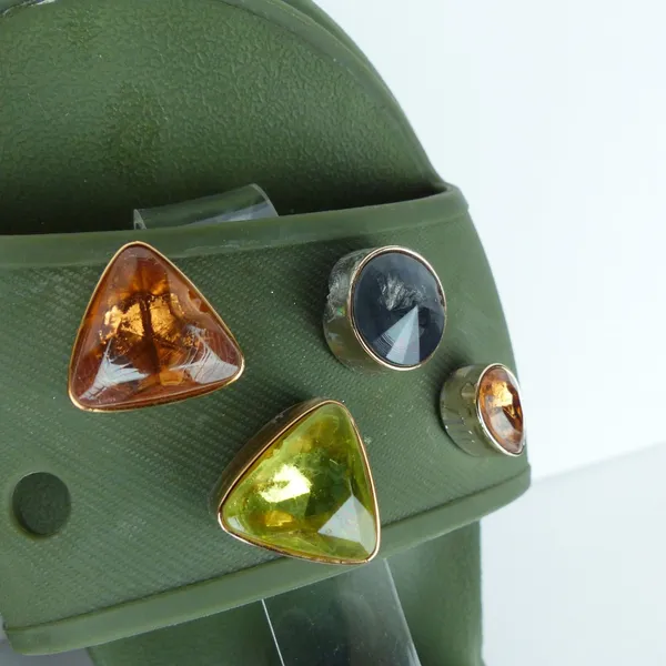 Crocs Soho Y Strap Sandals Womens 8 Army Green Platform Chunky Gem Charms Y2K - Image 9